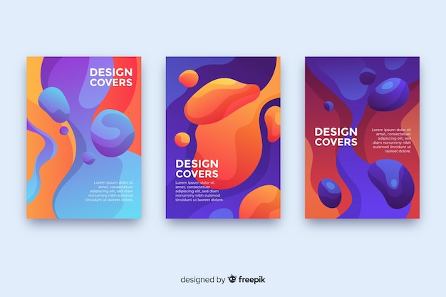 Free vector design covers with colorful liquid effect