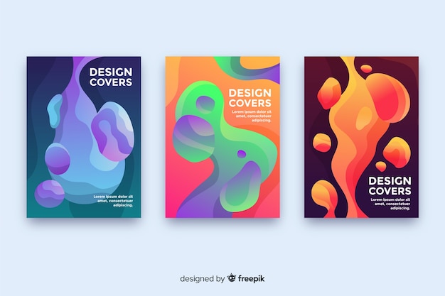 Free vector design covers with colorful liquid effect