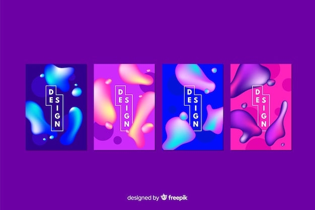 Free vector design covers with colorful liquid effect
