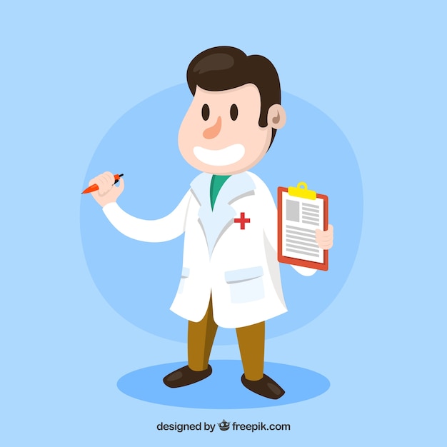 Design of doctor holding clipboard