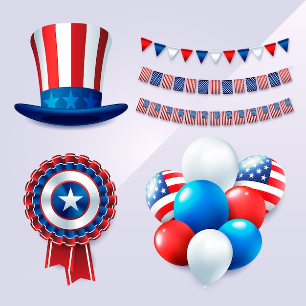 Коллекция элементов дизайна для американского празднования 4 июля