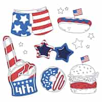 Free vector design elements collection for american 4th of july celebration