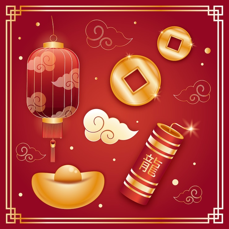 Free Vector design elements collection for chinese new year festival celebration
