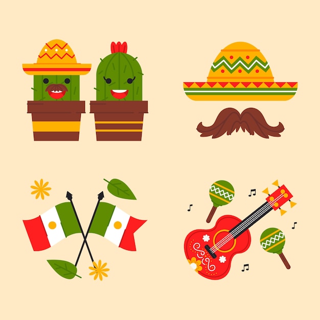 Vettore gratuito collezione di elementi di design per la celebrazione del cinco de mayo