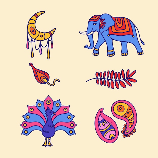 Design elements collection for diwali festival celebration