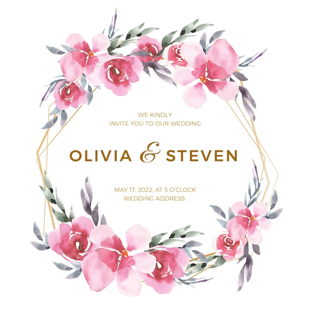 Free vector design of floral frame for wedding