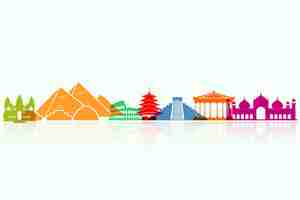 Free vector design for landmarks skyline