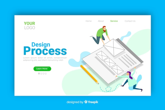 Design process concept for landing page