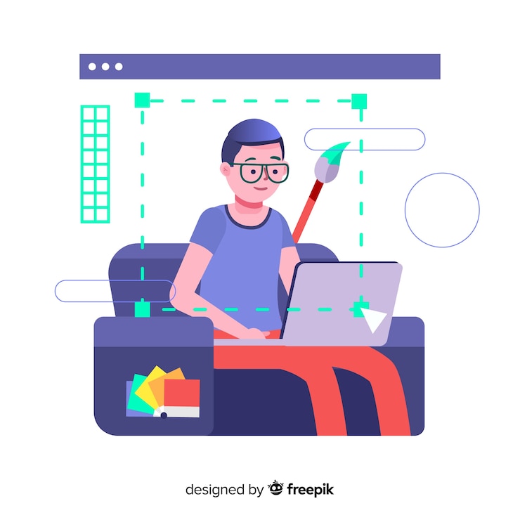 Free Vector design process concept for landing page