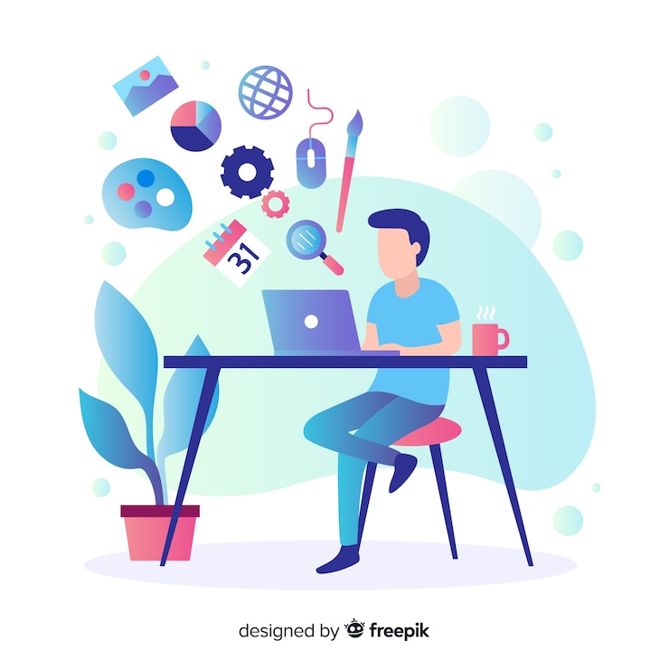 Free Vector design process concept for landing page
