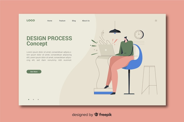 Design process concept for landing page