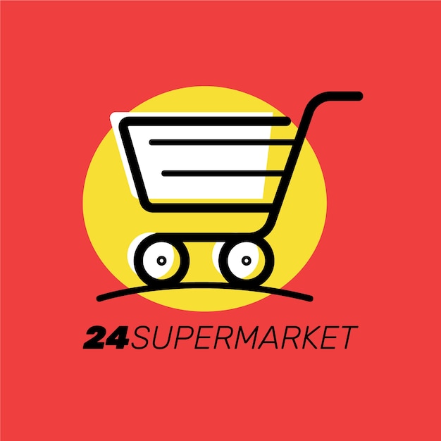 Design with cart for supermarket logo