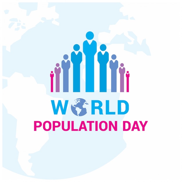 Design with colorful figures for world population day