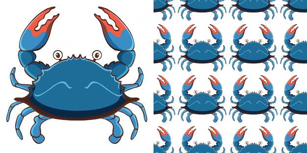 Free vector design with seamless pattern blue crab