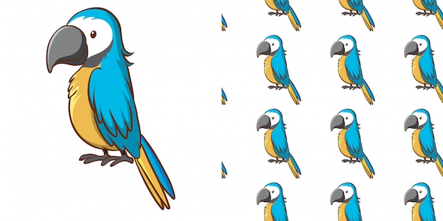 Free vector design with seamless pattern blue parrot