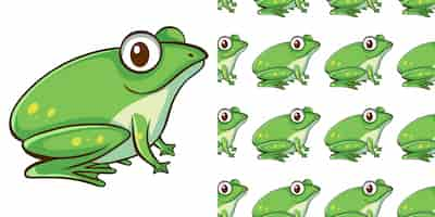 Free vector design with seamless pattern green frog