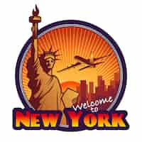 Free vector designed travel label, new york