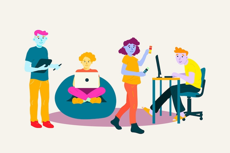Free Vector designer collection with creative people