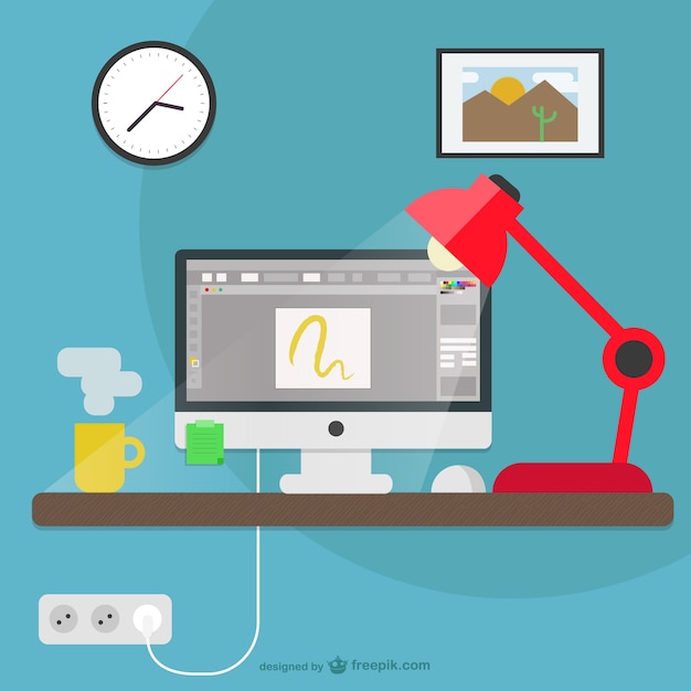 無料ベクター デザイナーデスク