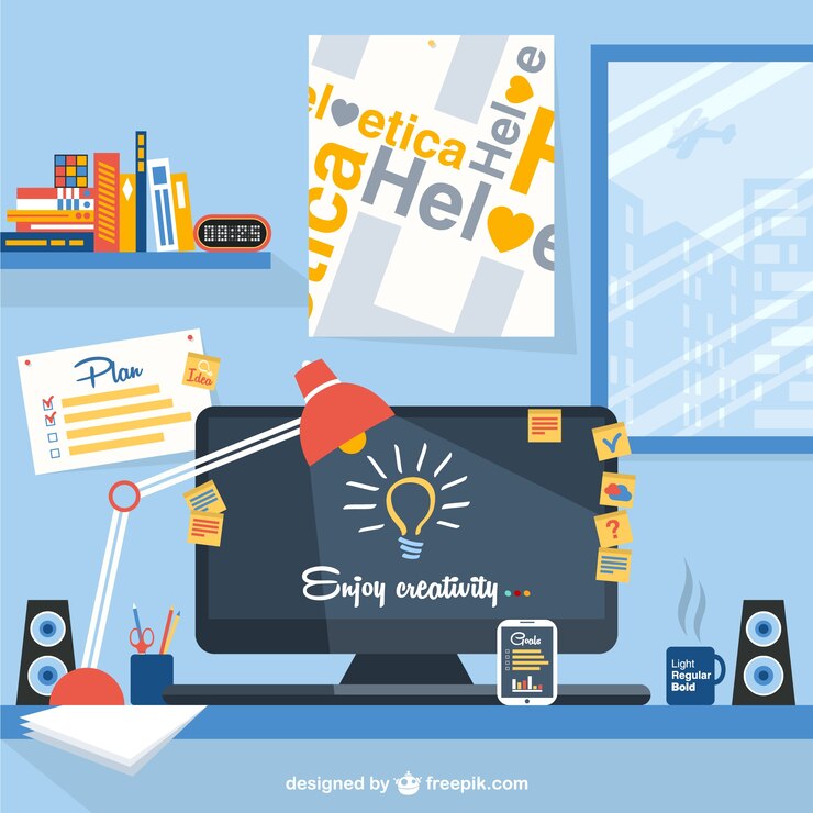 Free Vector designer's workspace