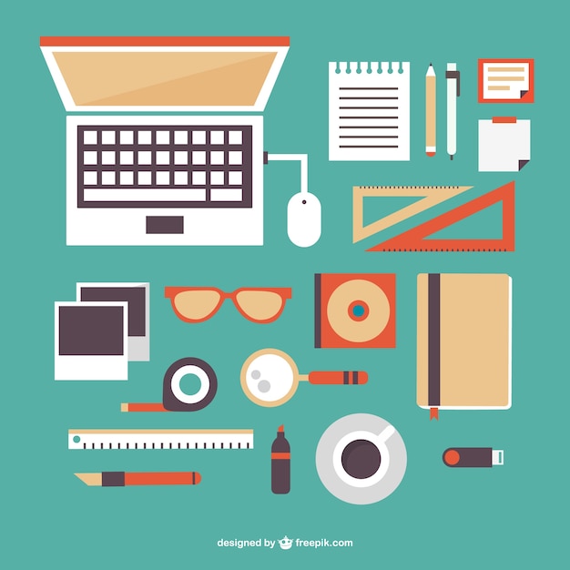 Free vector designer tools with laptop