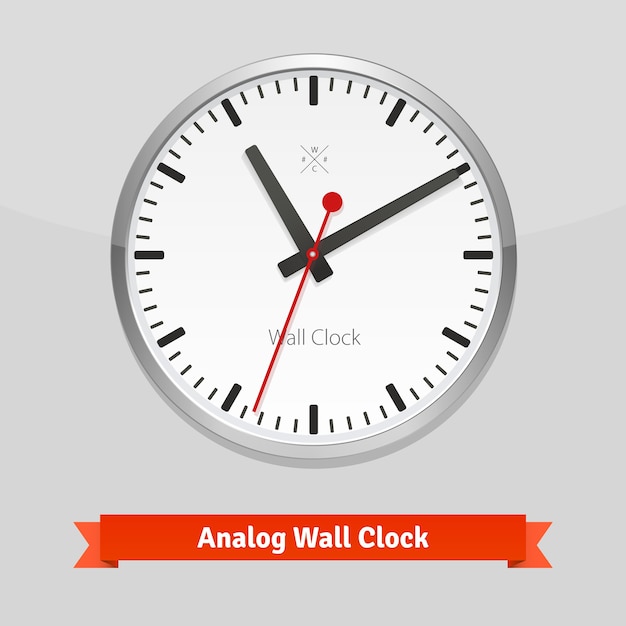 Designer wall clock in a metal casing