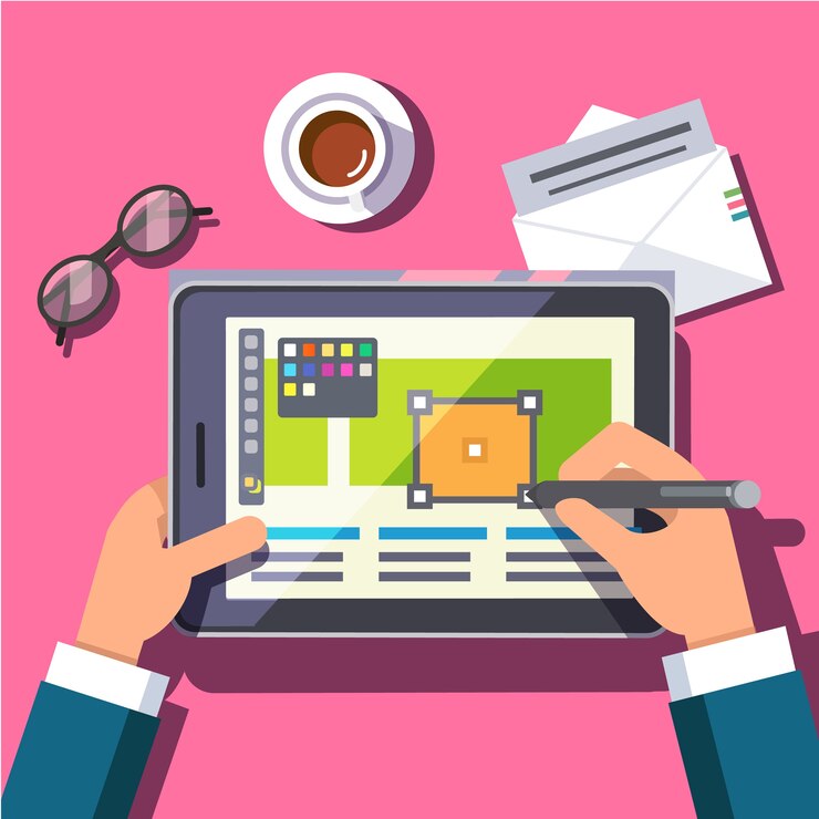 Free Vector designer working on a tablet computer
