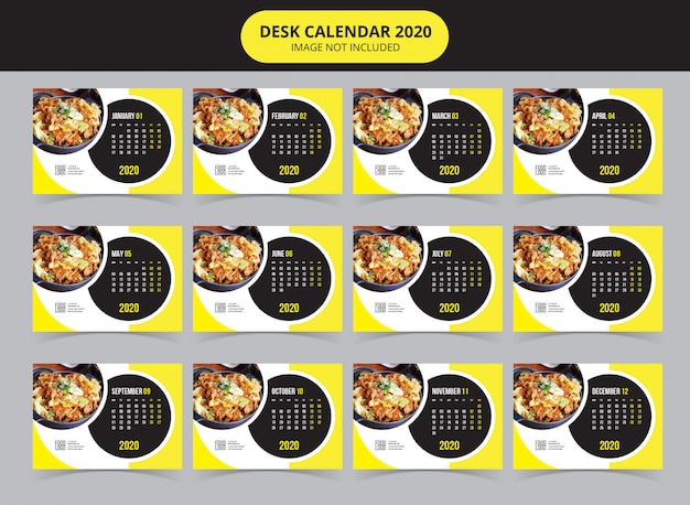 Desk calendar 2020 template
