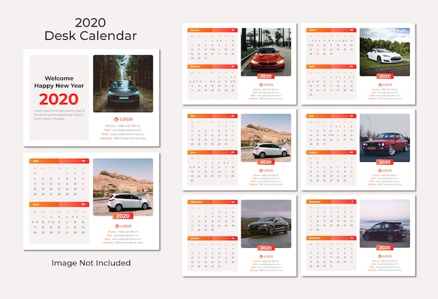 Desk calendar 2020 Premium Vector
