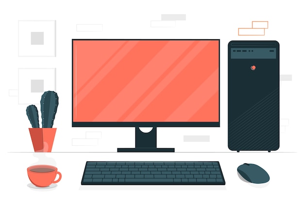 Free vector desktop computer concept illustration