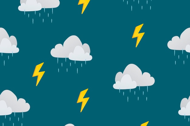 Free vector desktop wallpaper, cute weather pattern rainy cloud vector illustration