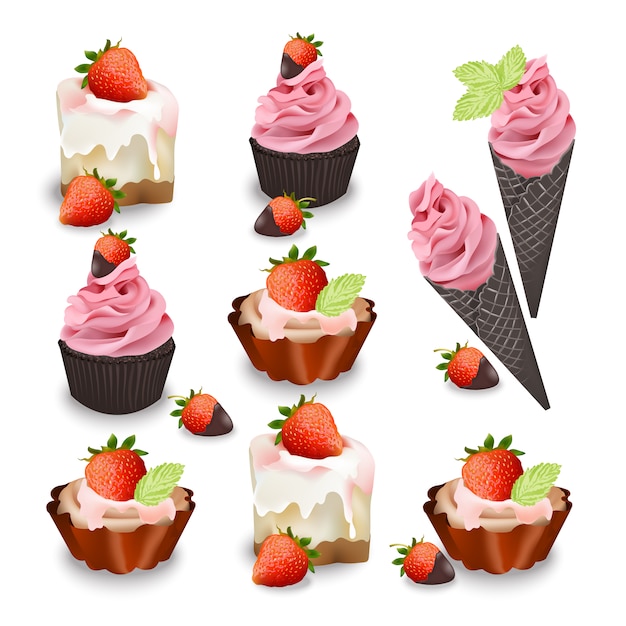 Бесплатное векторное изображение Коллекция десертных элементов