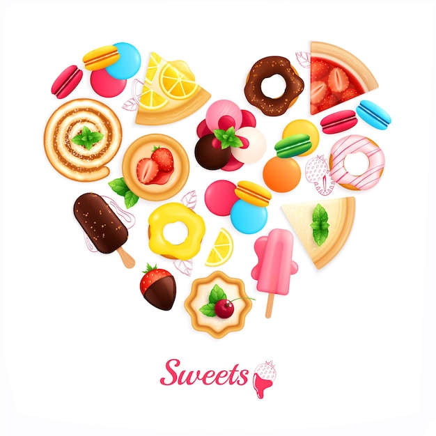 Desserts Sweets Heart Composition