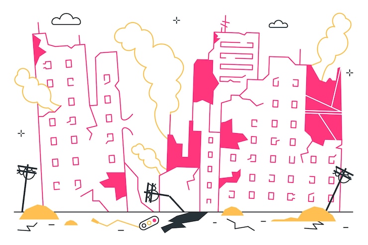 Free Vector destroyed city concept illustration