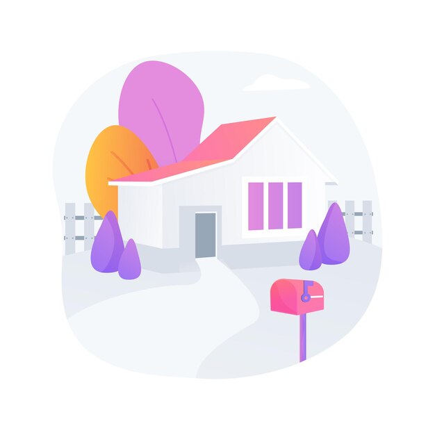 Detached house abstract concept vector illustration. Single family house, stand-alone household, single-detached building, individual land ownership, unattached dwelling unit abstract metaphor.