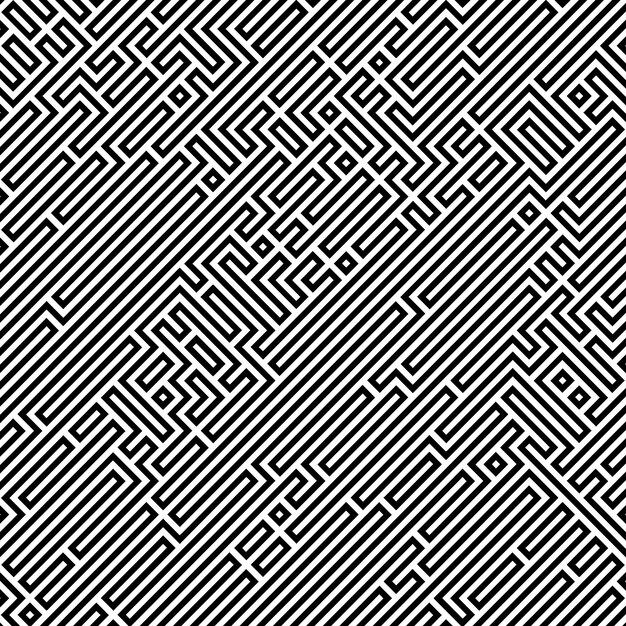 Detailed abstract maze pattern background in black and white