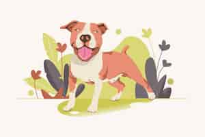 Vettore gratuito illustrazione adorabile dettagliata del pitbull