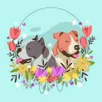 Vettore gratuito illustrazione adorabile dettagliata del pitbull