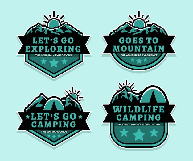 Detailed adventure badges collection