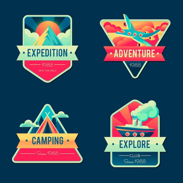 Free vector detailed adventure badges