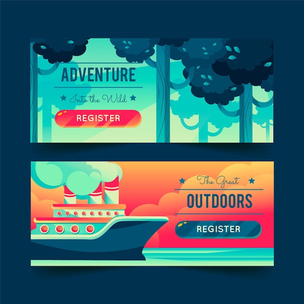 Free vector detailed adventure banners