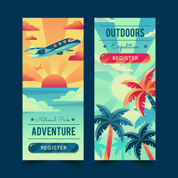 detailed adventure banners