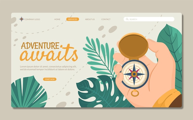 Free vector detailed adventure landing page template