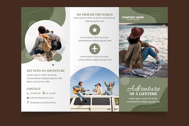 Free vector detailed adventure trifold brochure template