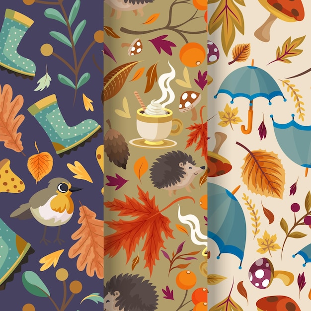 Detailed autumn pattern collection