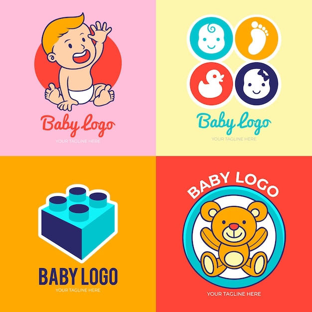 Detailed baby logo collection
