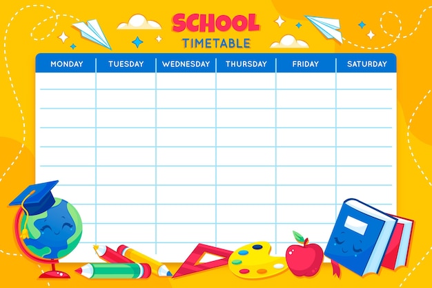 Detailed back to school timetable template