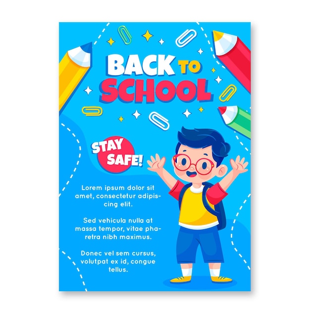 Free vector detailed back to school vertical poster template