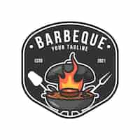 Vettore gratuito modello dettagliato del logo del barbecue