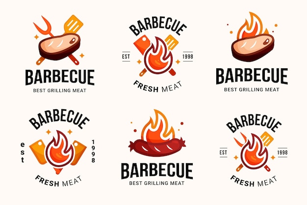 Vettore gratuito modello dettagliato del logo del barbecue